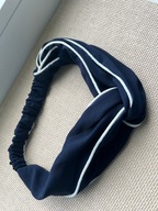 granatowa opaska biała lamówka