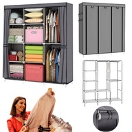 SZAFA NA UBRANIA TEKSTYLNA SKLADANA DUZA POLKA WIESZAK GARDEROBA MATERIAL