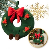 Poduszka w kształcie Świątecznej Girlandy Wieniec, welurowa 45cm PDS18