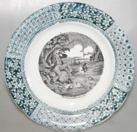 STARY DEKORACYJNY TALERZ WĘDKARZ I RYBY 1