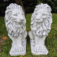 Figury Lwów Duże, Szare, 53 cm Odporny na Warunki Pogodowe, Figury Ogrodowe