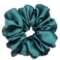 Gumka scrunchie do włosów butelkowa zieleń satyna