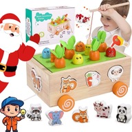 Montessori Wózek z Marchewkami + Wędka 1–3 lata – RADOŚĆ - KREATYWNOŚĆ