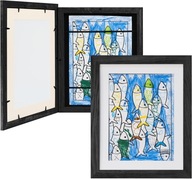 Zestaw 2 Ramek na Zdjęcia A4 DREWNO Czarny Dąb Framelane