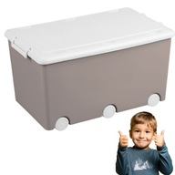 POJEMNIK NA ZABAWKI DUŻY NA KÓŁKACH SZARA PLASTIKOWY SKRZYNIA 60L 57X36X29