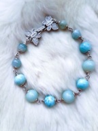 Larimar akwamaryn bransoletka srebro próby 925