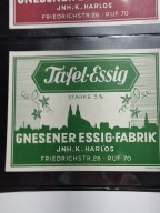 Gniezno okupacja. Gnieźnieńska fabryka octu, etykieta 2