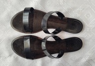 BUTY KLAPKI CZARNE PRZEŹROCZYSTE 41 WKŁ.27 CM