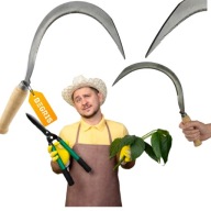 SIERP ZĄBKOWANY OGRODOWY ROLNICZY KOSA RĘCZNA NÓŻ BEGRIS METALOWO DREWNIANY