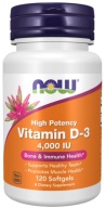 NOW Foods D-3 Witamina D3 4000 IU/100 mcg 120 kapsułek żelowych