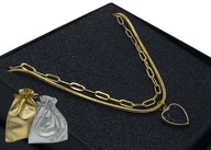 NASZYJNIK ZŁOTY SERCE CZARNE ŁAŃCUSZEK ŻMIJKA KRATOWY STAL CHIRURGICZNA