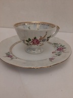 FILIŻANKA i TALERZYK ZESTAW PORCELANOWY ŚNIADANIOWY DUET WAWEL