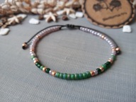 SANTA INES TOHO bransoletka szkło perłowa różowa zielona BlackberriesArts