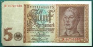 BANKNOT DO KOLEKCJI NIEMCY 5 MAREK 1942
