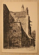 LEON WYCZÓŁKOWSKI ( 1852 - 1936 ) "CHEŁMNO FARA" ( kreda - tusz )