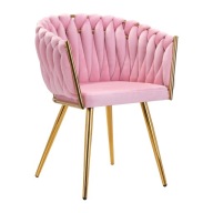 KRZESŁO FOTEL TRECCIA PINK VELVET GOLD RÓŻOWE WELUR GLAMOUR 1 szt