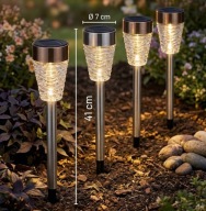 Lampki solarne ogrodowe 4 sztuki ciepła biel