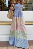 SUKIENKA patchwork pastelowa w paseczki carmen