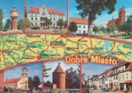 DOBRE MIASTO - MAPKA - WIEŻA CIŚNIEŃ - URZĄD - KOLEGIATA - BIBLIOTEKA