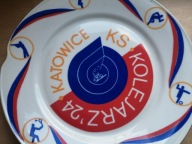 talerz Kolejarz Katowice klub Sport. sport Bogucice porcelana PRL PKP