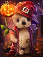 Diamond Painting - Haft Diamentowy 40×30 cm – Miś Hallowen – Obraz DIY