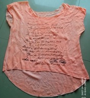 Bluzka włoska dłuższy tył orange 120cm pachy neon