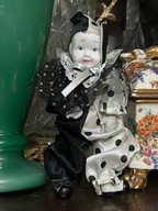 LALKA KOLEKCJONERSKA PORCELANA PORCELANOWY KLAUN CLAUN PAJACYK PIERROT 19CM