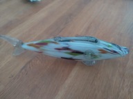 Piękna szklana ryba z dobrych czasów PRL , kolorowe szkło 26cm (A158)