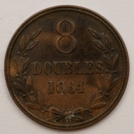 Guernesey 8 doubles 1861 (stempel nieodwrócony)