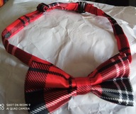 Muszka w szkocką kratę czerwona czarna 6-10 lat