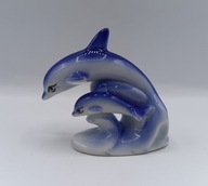 Dwa śliczne delfinki Delfiny - figurka z porcelany - pamiątka z nad morza