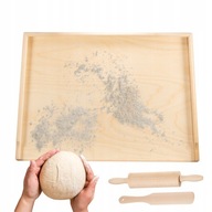 STOLNICA DREWNIANA Jednostronna Krojenia Ciasta Bukowa 70cm + WAŁEK ŁOPATKA