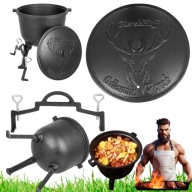 KOCIOŁEK ŻELIWNY STOJĄCY TROJNOŻNY GARNEK MYŚLIWSKI GRILL GierekHoff 11L