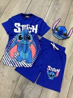 KOMPLET CHŁOPIĘCY STITCH T-SHIRT + SPODENKI + MASKA R.128 (7-8 LAT)