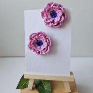 Kolczyki rękodzieło na szydełku kwiat
