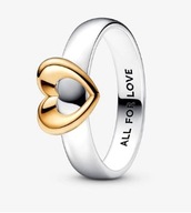 PIERŚCIONEK PANDORY dwutonowy z przesuwanym serce