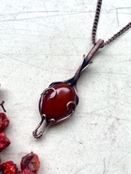 Miedziany wisiorek wire-wrapping z naturalnym karneolem handmade
