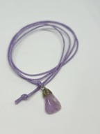 Naszyjnik wisiorek minerał ametyst rzemyk