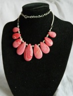 Rodonit naturalny, ekskluzywna kolia, piękny naszyjnik