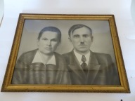 Monidło, portret małżeński retro, obraz z fotografii, retro, vintage