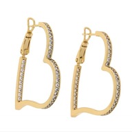 63517 KOLCZYKI 18K POZŁACANE 34/3 MM serca z cyrkoniami