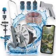 wózek na wąż ogrodowy + wąż 50m 4-warstwowy 1/2 + zraszacze + e-book