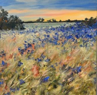 W zbożach" obraz olejny na płótnie 30x30cm , oryginał Garncarek Al,,,