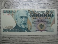 BANKNOT RP 500000 ZŁOTYCH 1990 ROK DESTRUK UNC