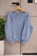 Sweter Hand made Alpaca, Jedwab Oversize Uniwersalny z cekinami