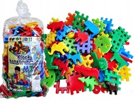 KLOCKI KONSTRUKCYJNE PLASTIKOWE WAFLE BUDOWLANE DUZY ZESTAW MIX 110 EL.