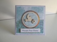 Kartka na Chrzest ręcznie robiona handmade gołąbek