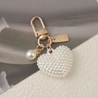 brelok elegancki ze stali nierdzewnej serce vintage duży perła zapięcie