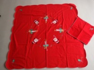 czerwony obrus serweta i serwetki Mikołaj Boże Narodzenie święta aplikacja