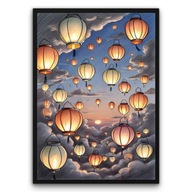 Plakat z ramą 40x50cm Latające Lampiony w Niebo 2 | Pomysł na Prezent